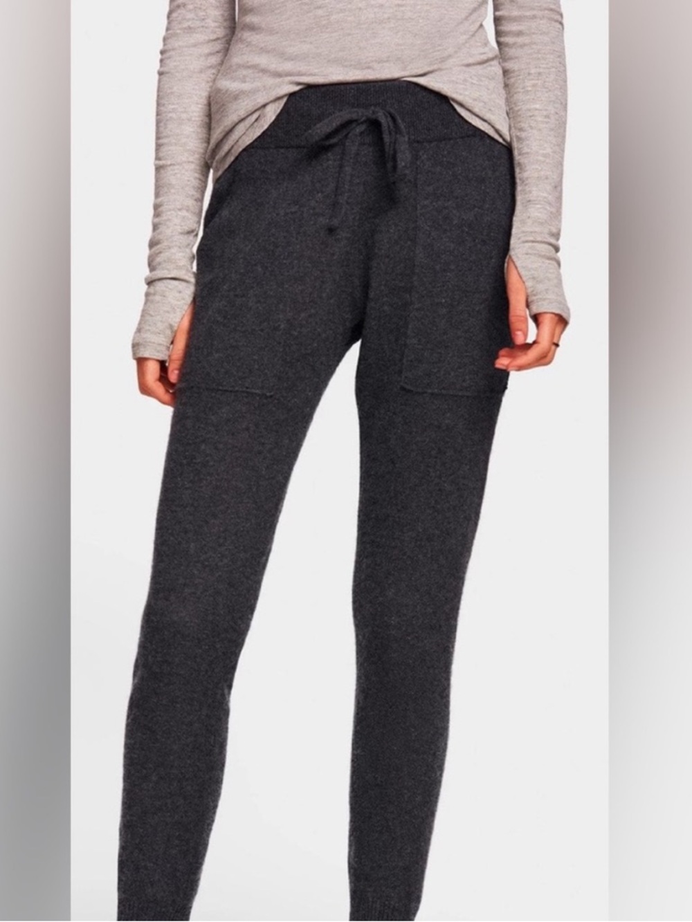 White + Warren Cashmere Lounge Pants Charcoal Gray Size Medium Knit Joggers